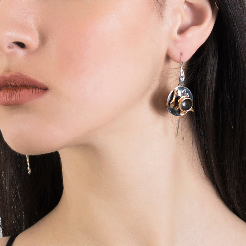 Orecchini Donna Nemoris Argento 925 Bronzo Rosè Pendenti Tazza Caffè Bar NOC02