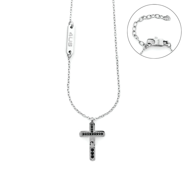 Collana 4US Cesare Paciotti Uomo Croce Snodabile Zirconi Neri 4UCL7515