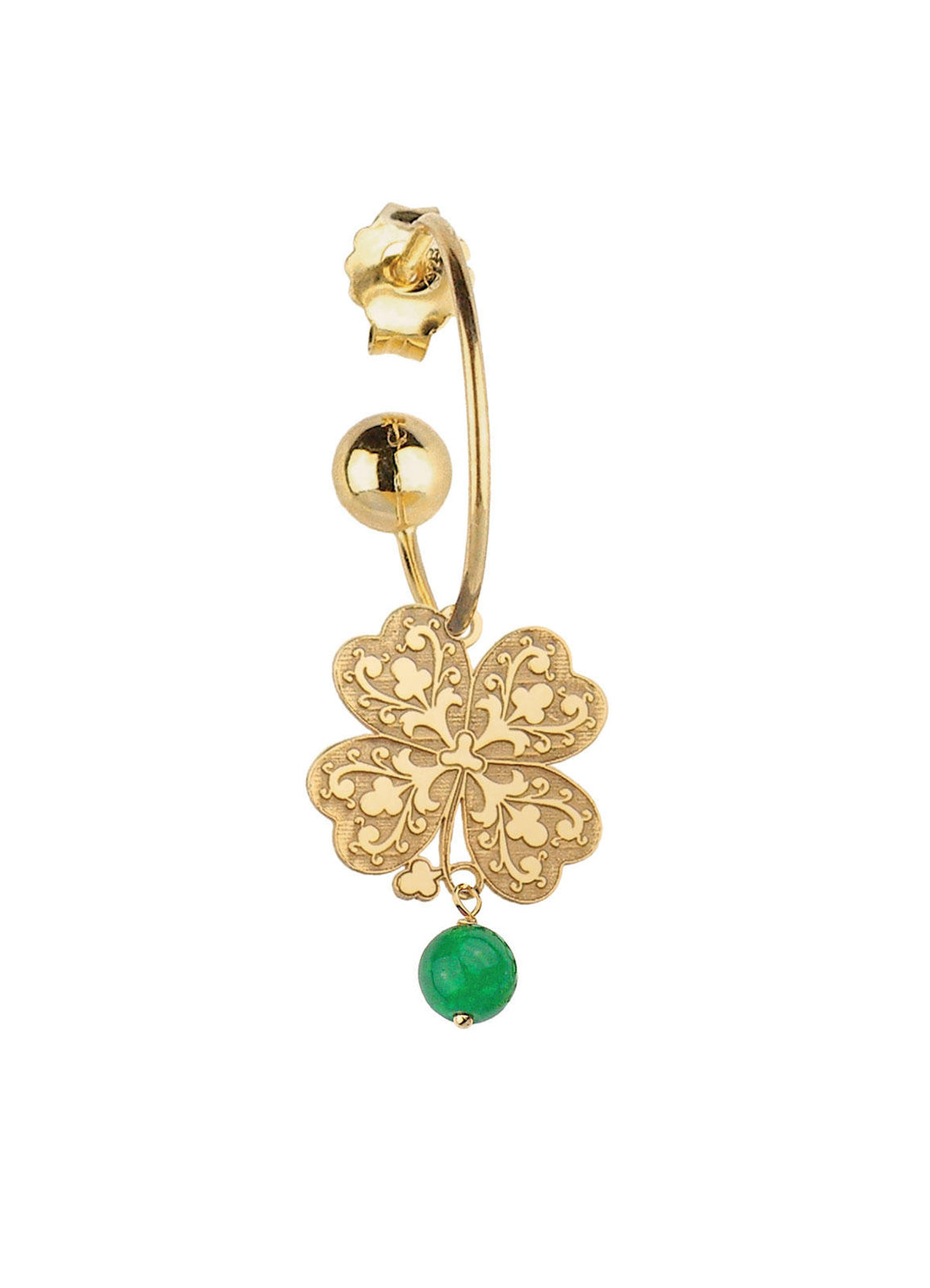 Orecchino Singolo Donna Lebole In Argento 925 Dorato Campanella Quadrifoglio OR.88