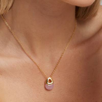 Collana Donna Sogni Argento 925 Dorato Quarzo Rosa CL122GRS
