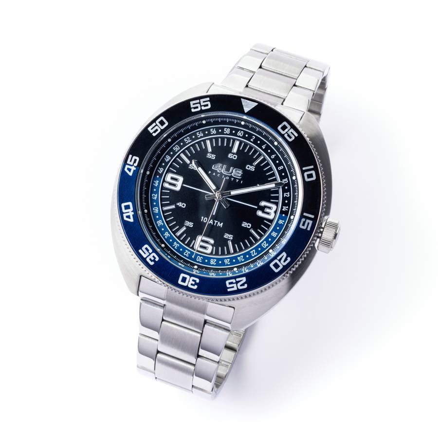 Orologio Uomo 4US Cesare Paciotti Nero Blu Quarzo Solo Tempo Acciaio T4ST432