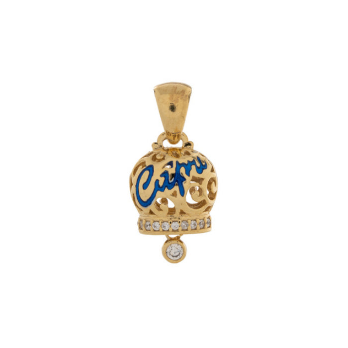 Ciondolo La Campanella di Capri Argento Dorato Traforato Porta Fortuna CTPD2-ORO