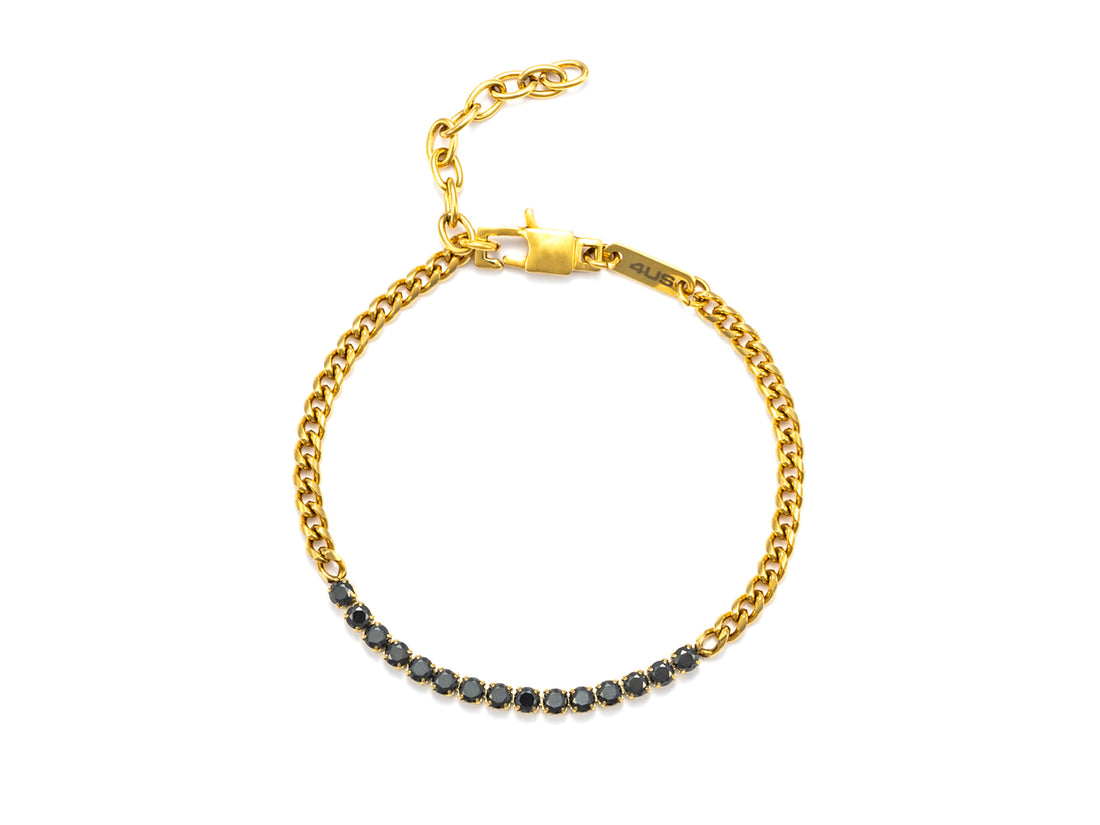 Bracciale Uomo 4US Cesare Paciotti Tennis Catena Acciaio Dorato Zirconi 4UBR5601