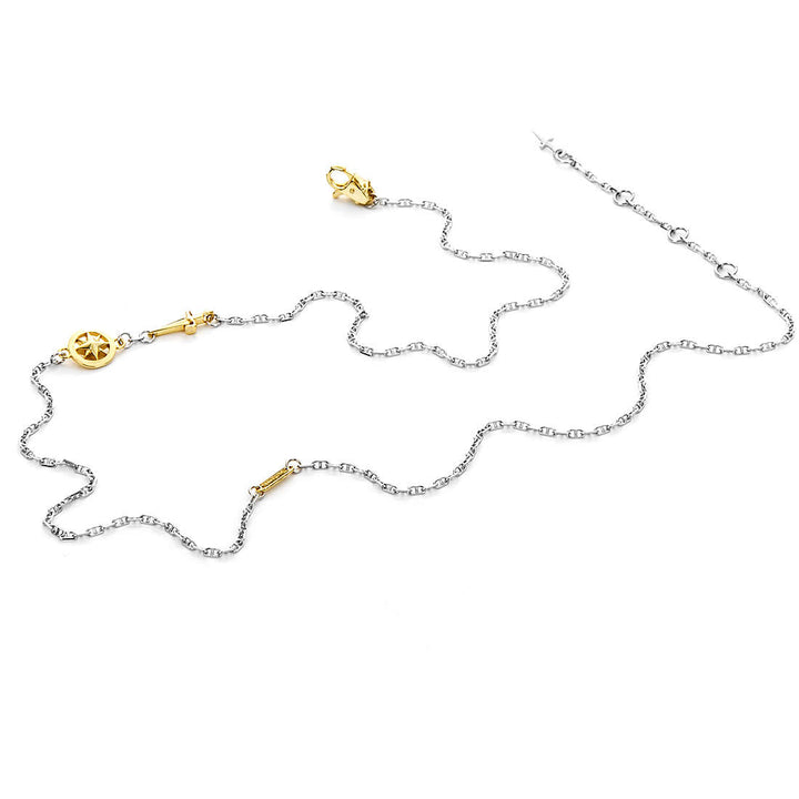 Collana Uomo Cesare Paciotti Spadino Argento 925 Rosa Dei Venti JPCL2338B