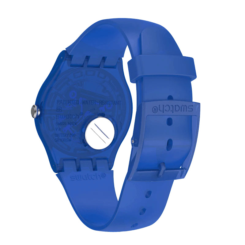 Orologio Uomo Swatch Quarzo Solo Tempo Blu Scheletrato Blue Sirup SUON142
