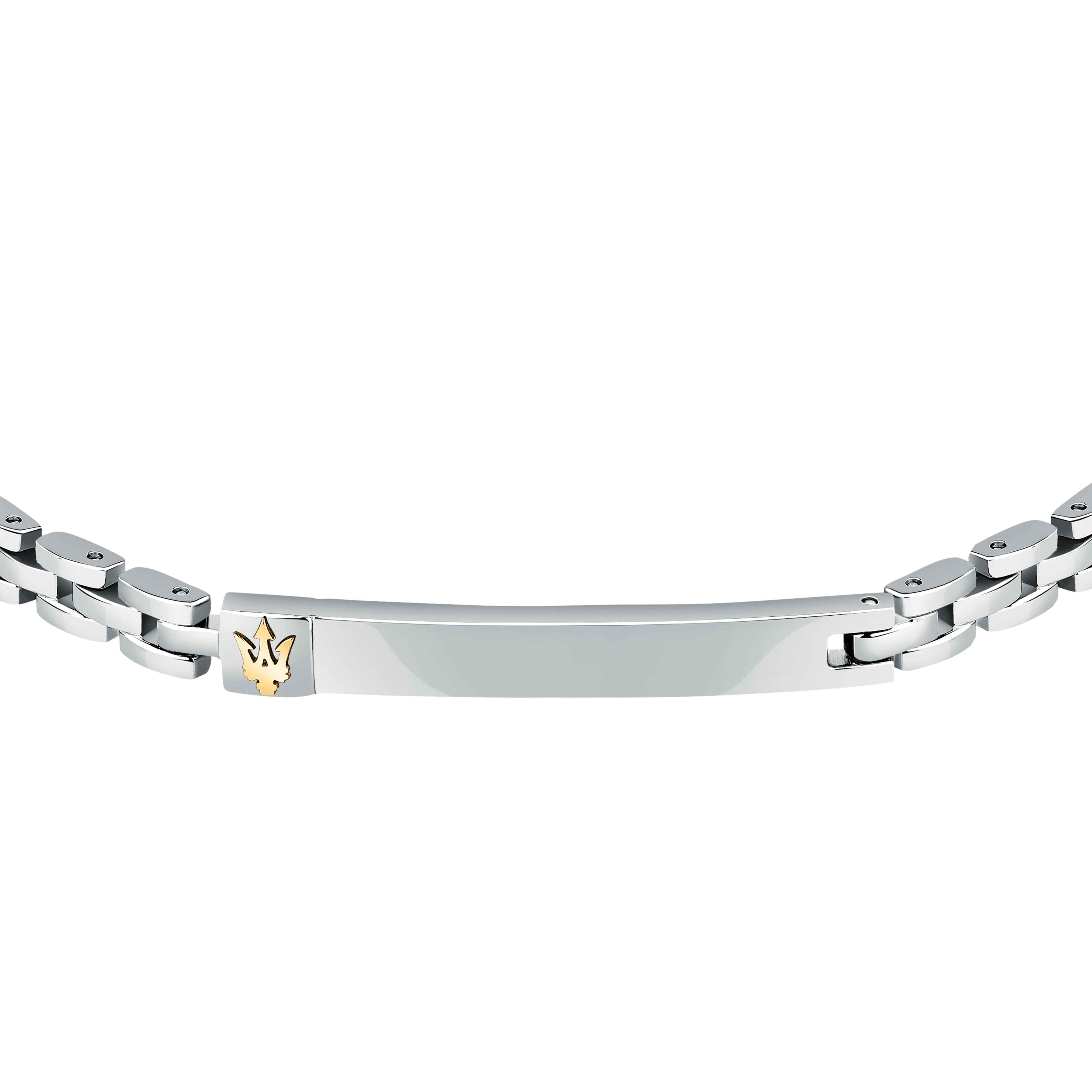 Bracciale Uomo Maserati Acciaio Targhetta Oro Logo Tridente JM324AVD55