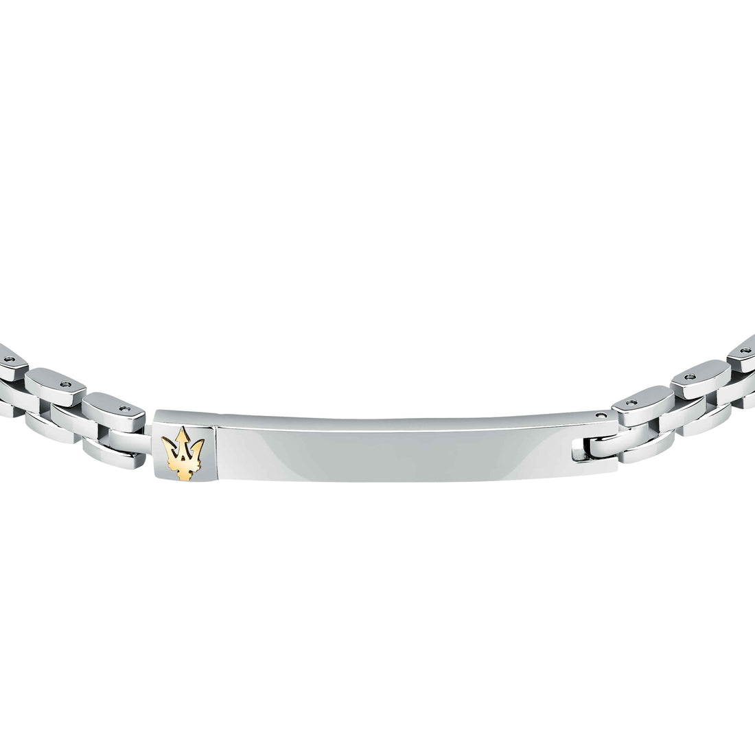 Bracciale Uomo Maserati Acciaio Targhetta Oro Logo Tridente JM324AVD55