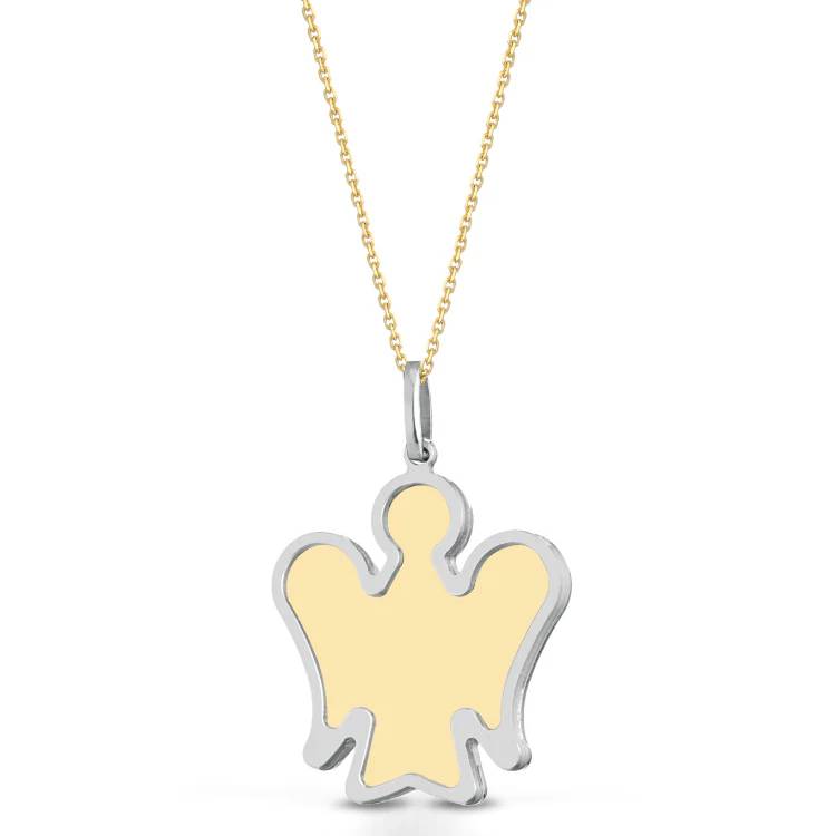 Collana Donna Roberto Giannotti Argento 925 Angelo Double Face Oro Giallo 9 Kt Cuori NAG06
