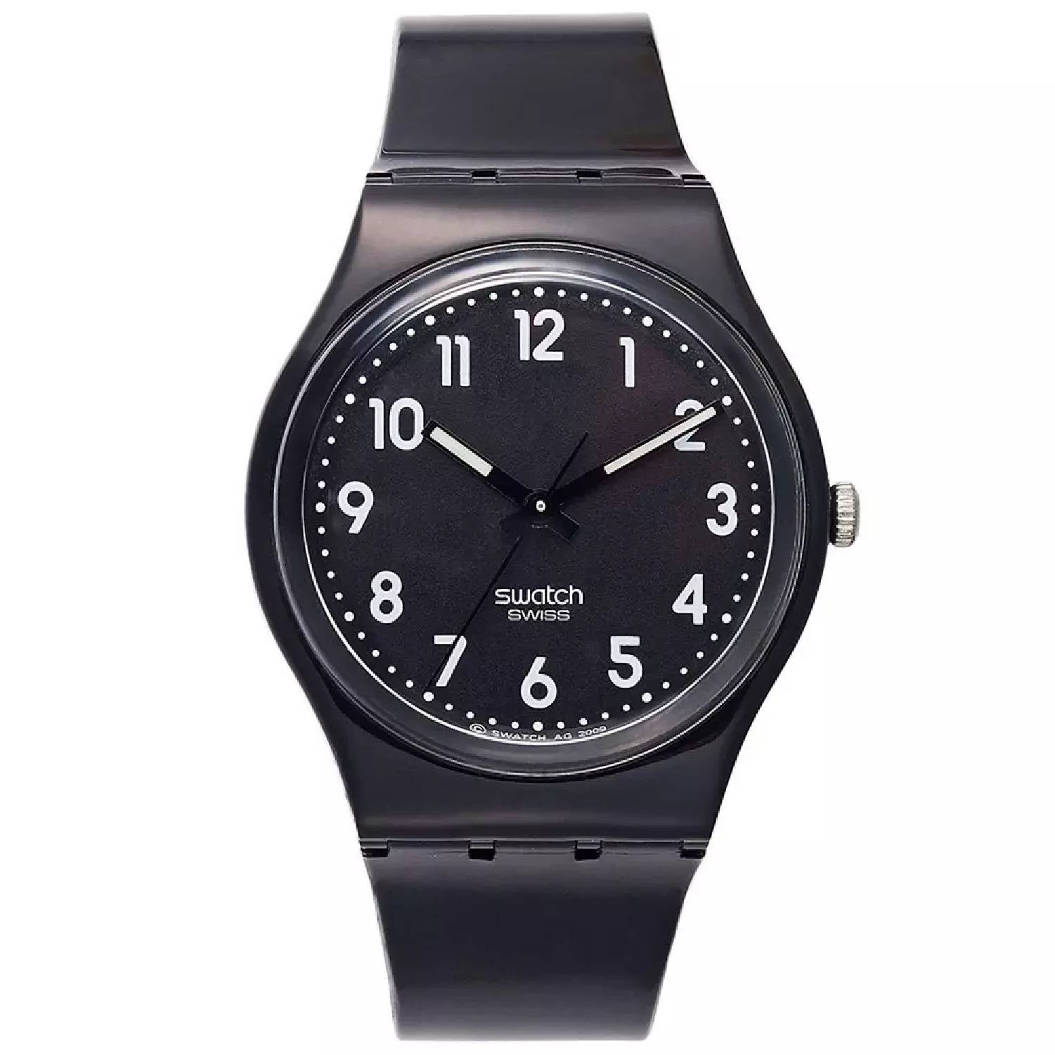 Orologio Uomo Gomma Resina Swatch Quarzo Solo Tempo Nero Numeri GB247T