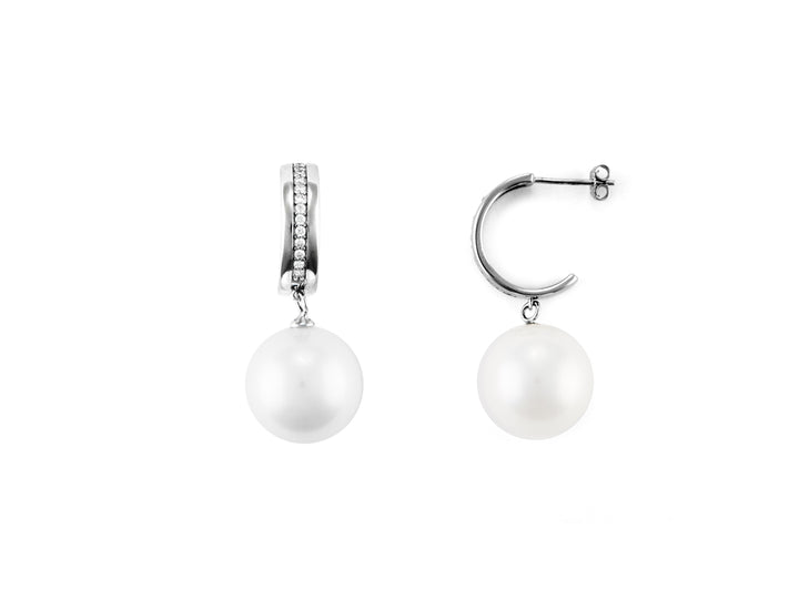 Orecchini semicerchio Donna Argento 925 4US Cesare Paciotti perla  e zirconi 4UOR6589W