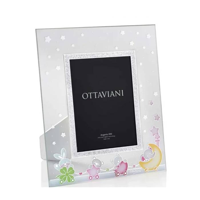 Portafoto Ottaviani Argento Vetro Bimba Baby Collection Rosa 13x18 7011VR