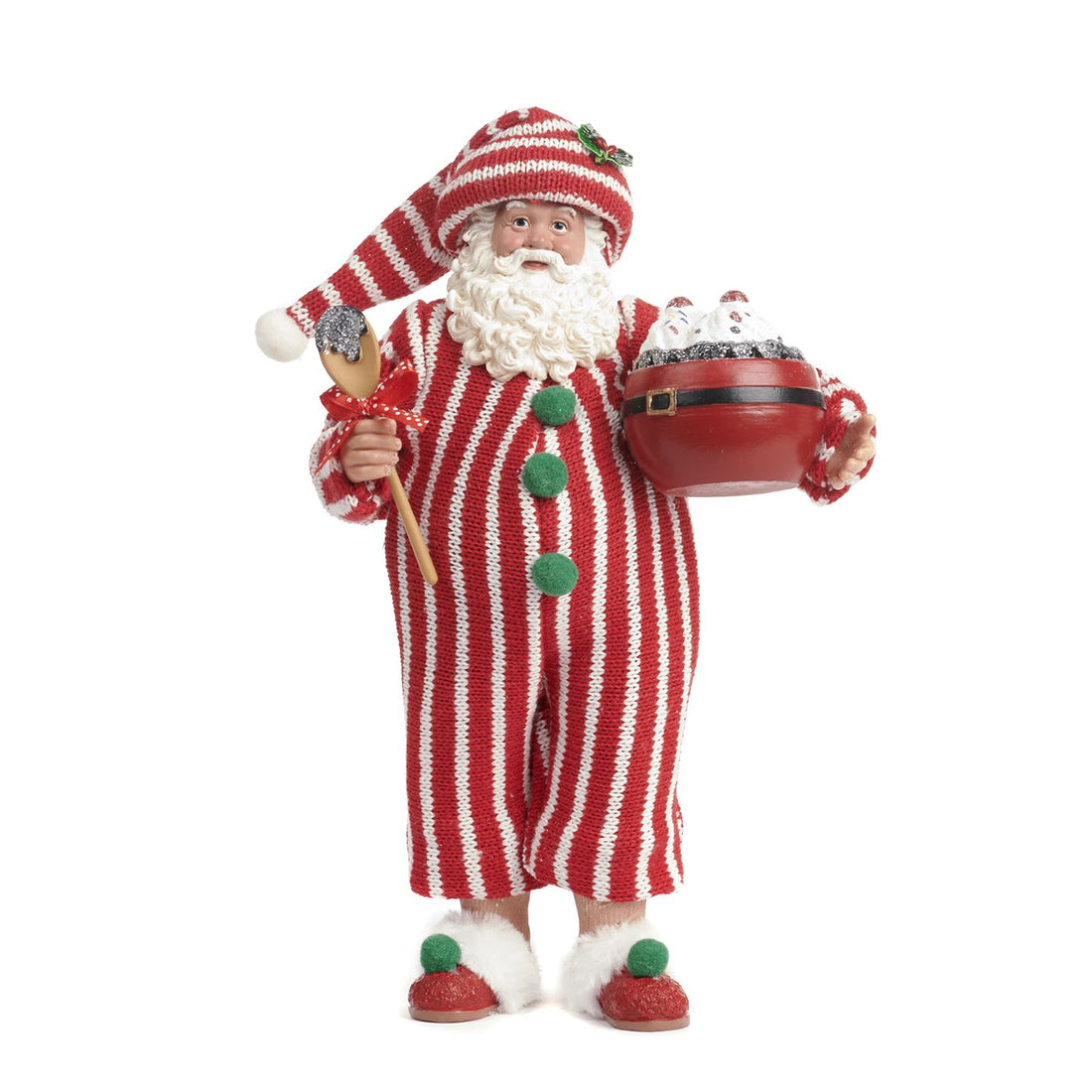 Babbo Natale Goodwill Artigianale Pupazzo Pigiama Bianco Rosso Altezza 28 cm AS25014