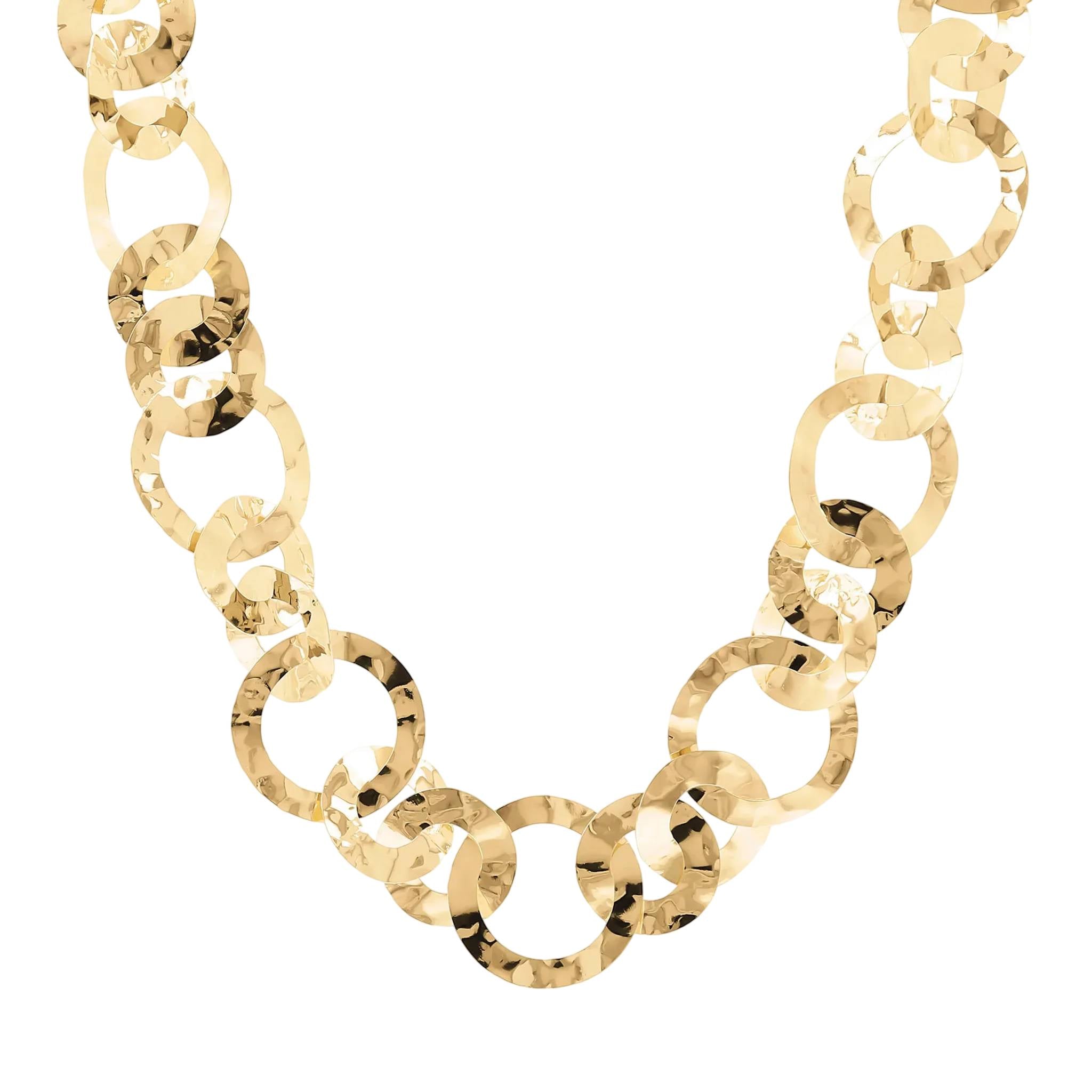 Collana Donna Etrusca Disco Martellato Lega Oro Giallo 18 KT WSET00860.YG