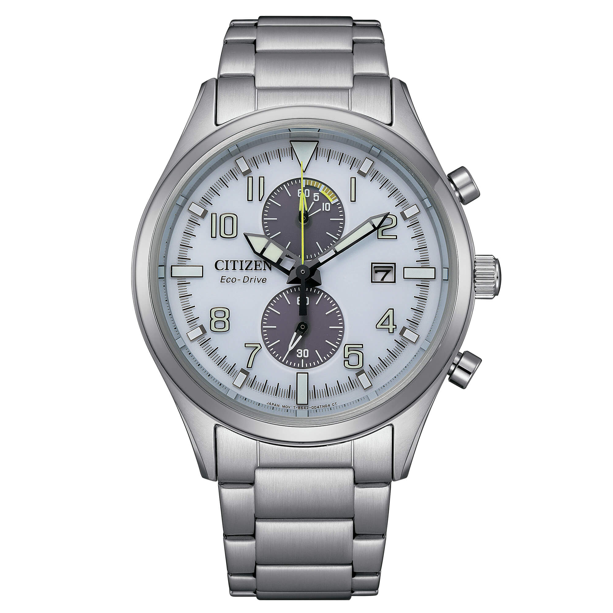 Orologio Uomo Citizen Eco Drive Cronografo Classic Data Acciaio Bianco CA7028-81A