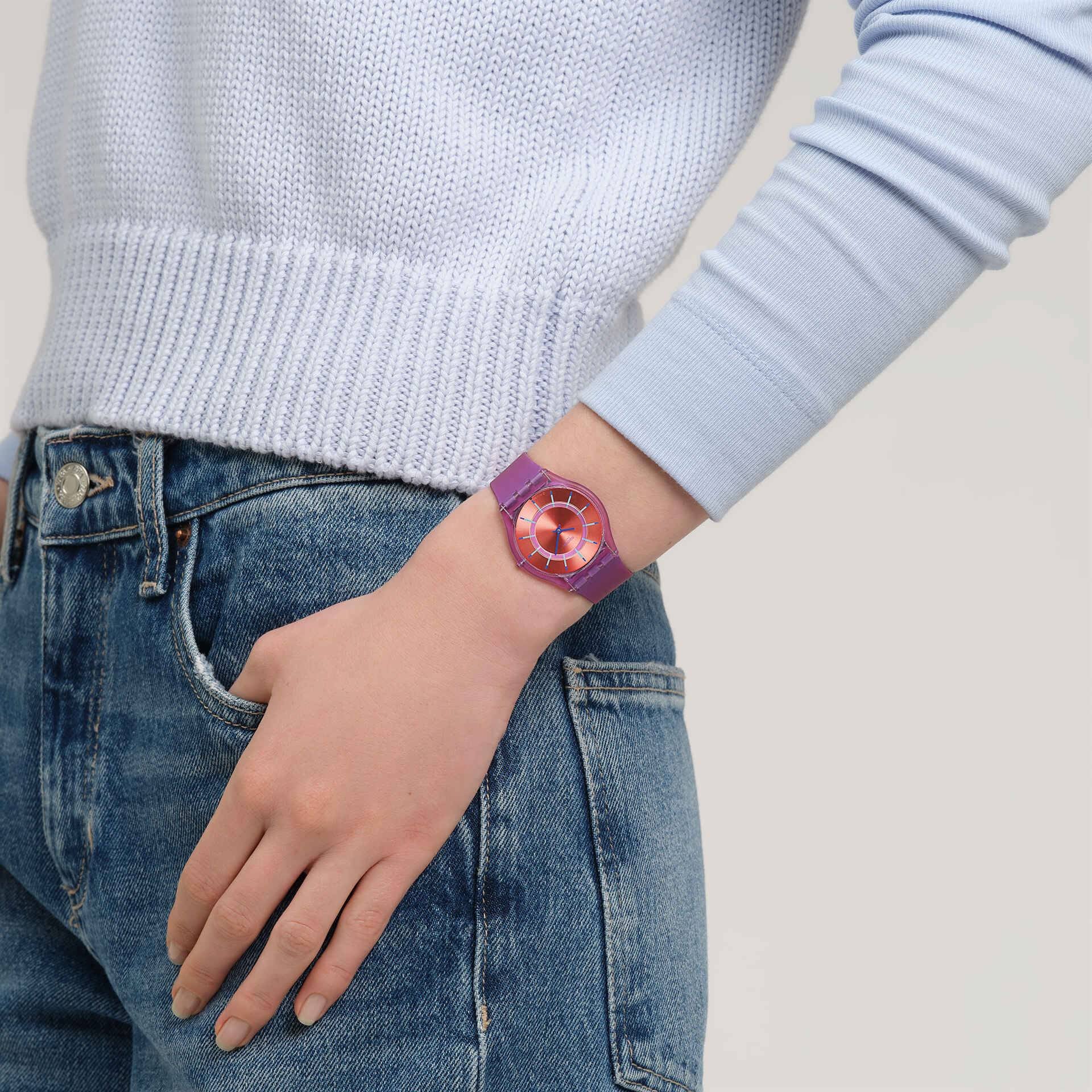 Orologio Unisex Swatch SWEET STRAWBERRY DREAM Viola Skin SS08V108