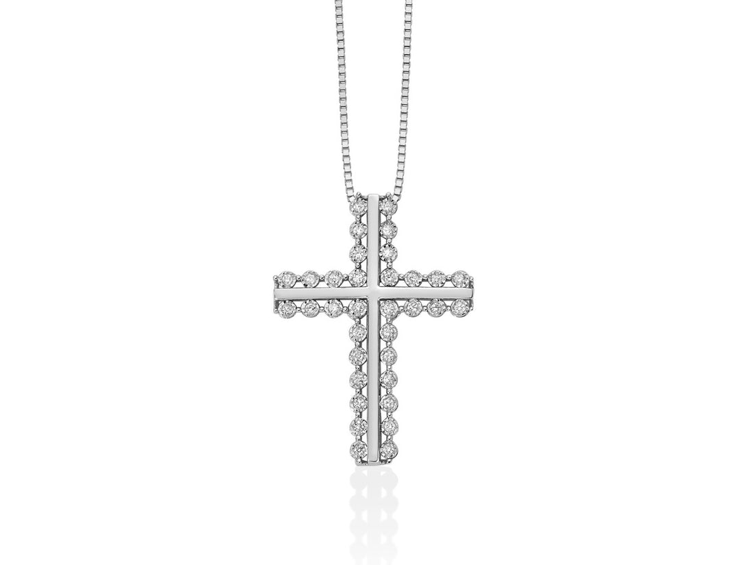 Collana Donna Miluna Croce Oro Bianco 18 KT Diamante CLD4420