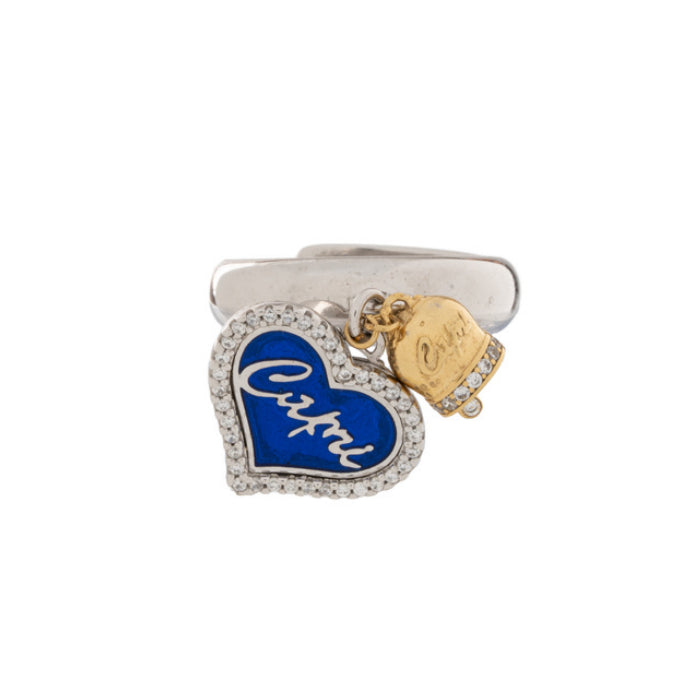 Anello La Campanella di Capri Argento Dorato Lastra Porta Fortuna ACBD2-ARG