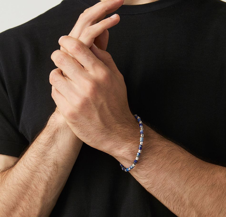 Bracciale Uomo Giovanni Raspini Argento 925 Tango Biglie Lapislazzuli Blu 11363L