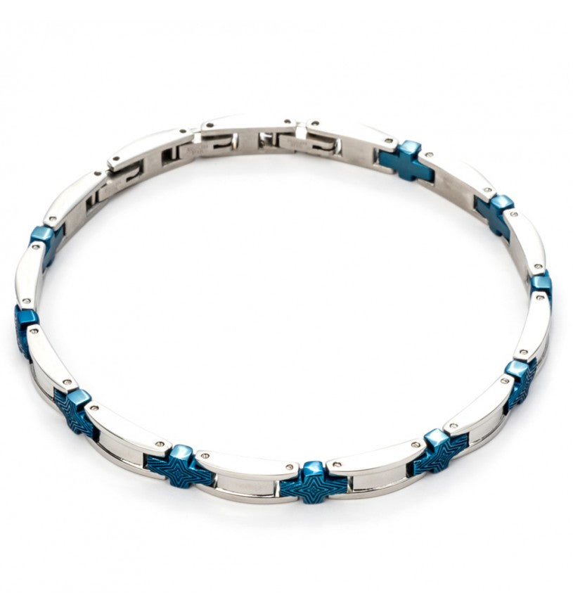 Bracciale Uomo 4US Cesare Paciotti Acciaio biaco e blu 4UBR5104