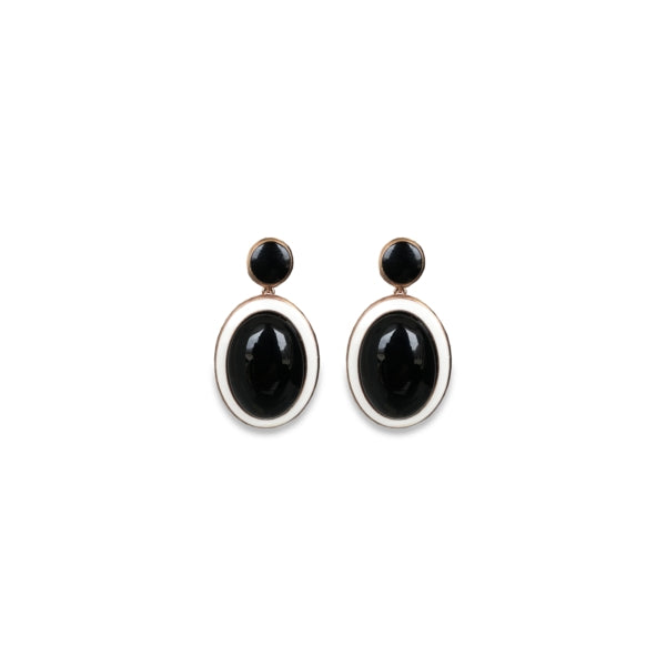 Orecchini Donna Labrioro Argento 925 Jazz Smalto Bianco E Nero 2012/R