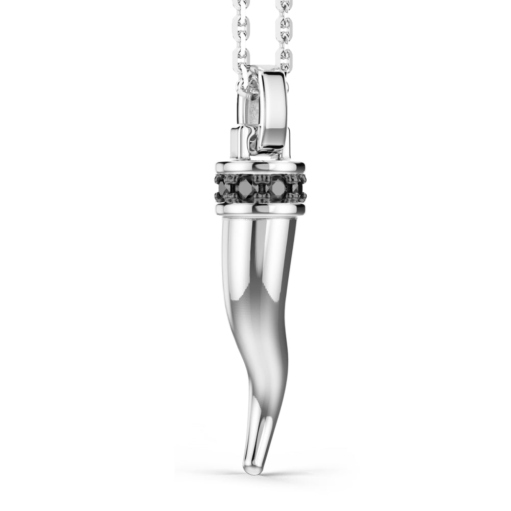 Collana Uomo Zancan Argento 925 Corno Pendente Zirconi Neri ESC186-NE