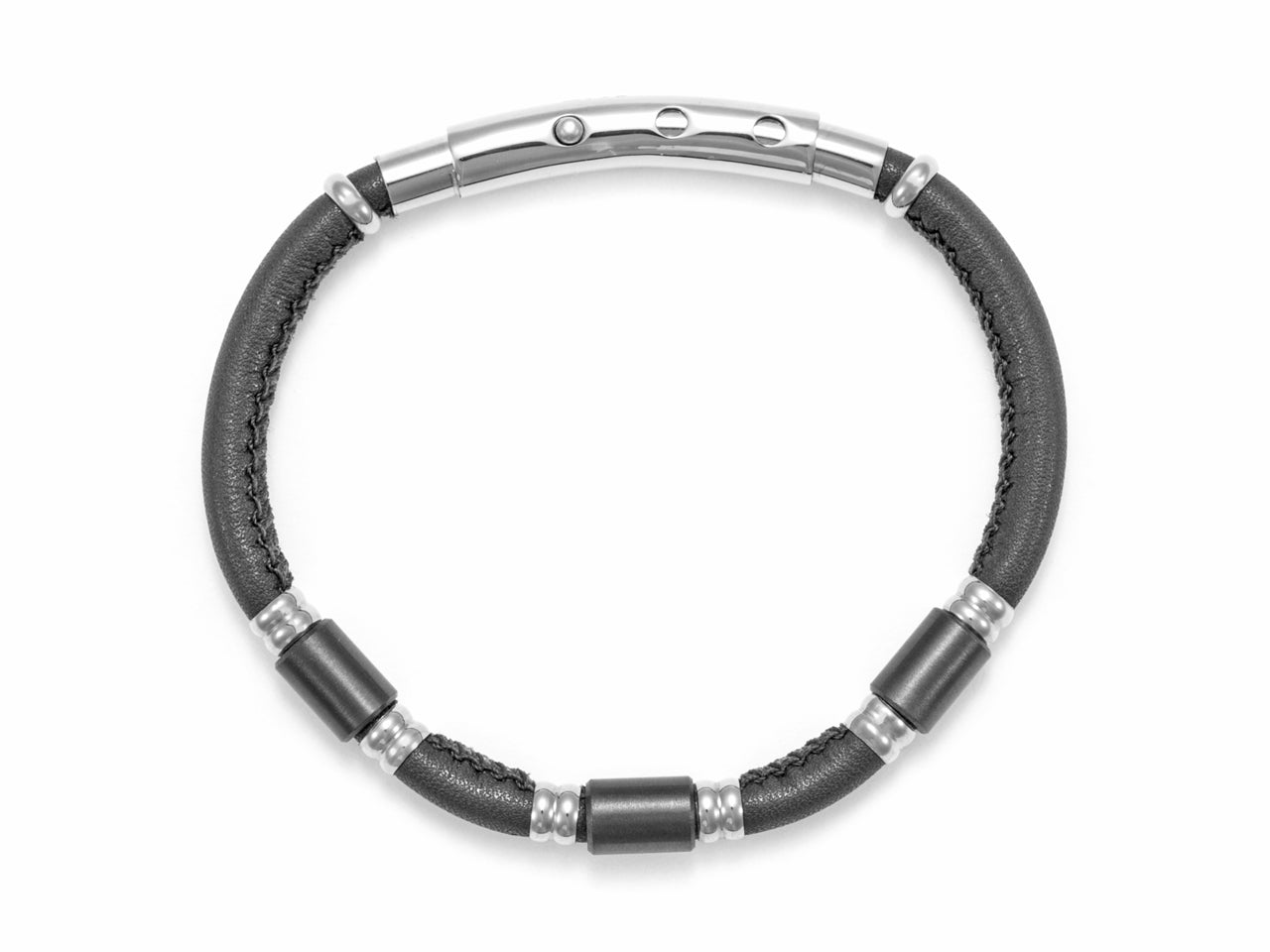 Bracciale Uomo 4US Cesare Paciotti Acciaio Cordura Placca Cilindro Nero 4UBR5651