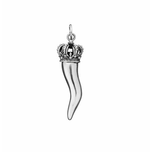Charm Unisex Giovanni Raspini Argento 925 Corno Medio Corona Porta Fortuna 08760