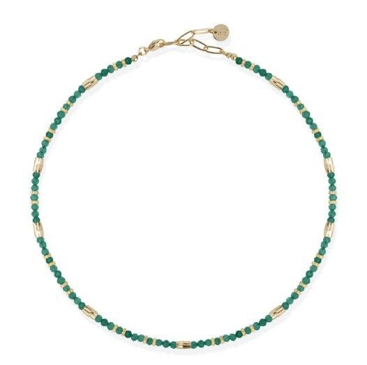 Collana Donna Liu Jo Acciaio dorato Catena pietre quarzi Verdi LJ2898