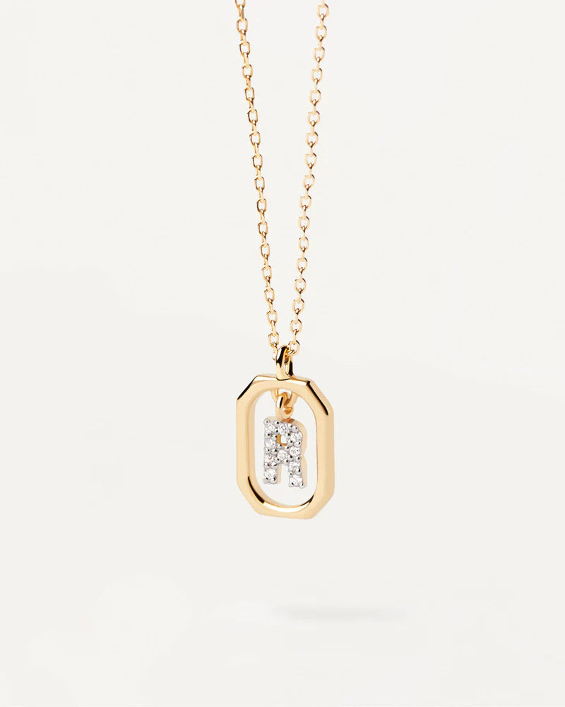 Collana Donna PDPaola Argento 925 Dorato Mini Iniziale R Zirconi CO01-529-U