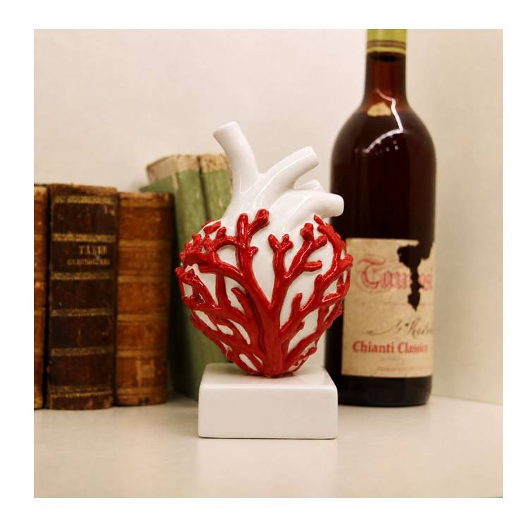 Scultura Macrì Cuore Corallo 20 cm TE131