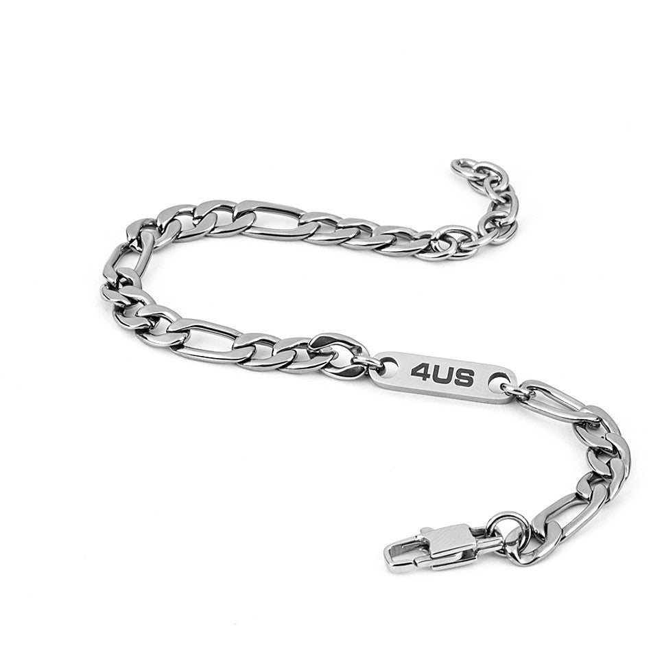 Bracciale Uomo 4US Cesare Paciotti acciaio Bianco con targhetta  4UBR4380