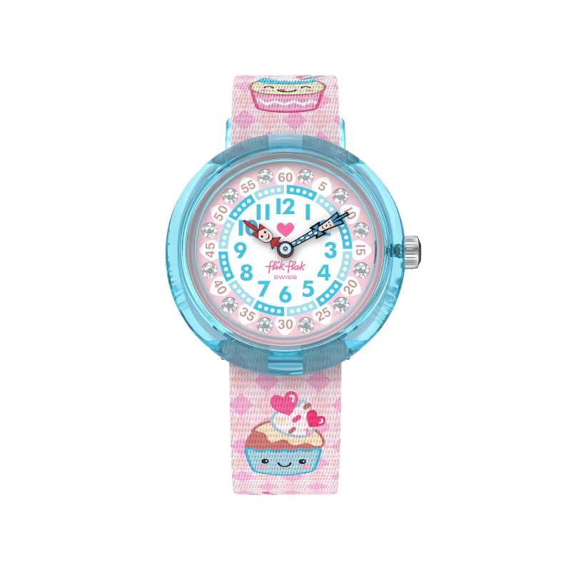 Orologio Bambina Swatch Flik Flak Bake It Up Rosa Muffin Zirconi ZFBNP219