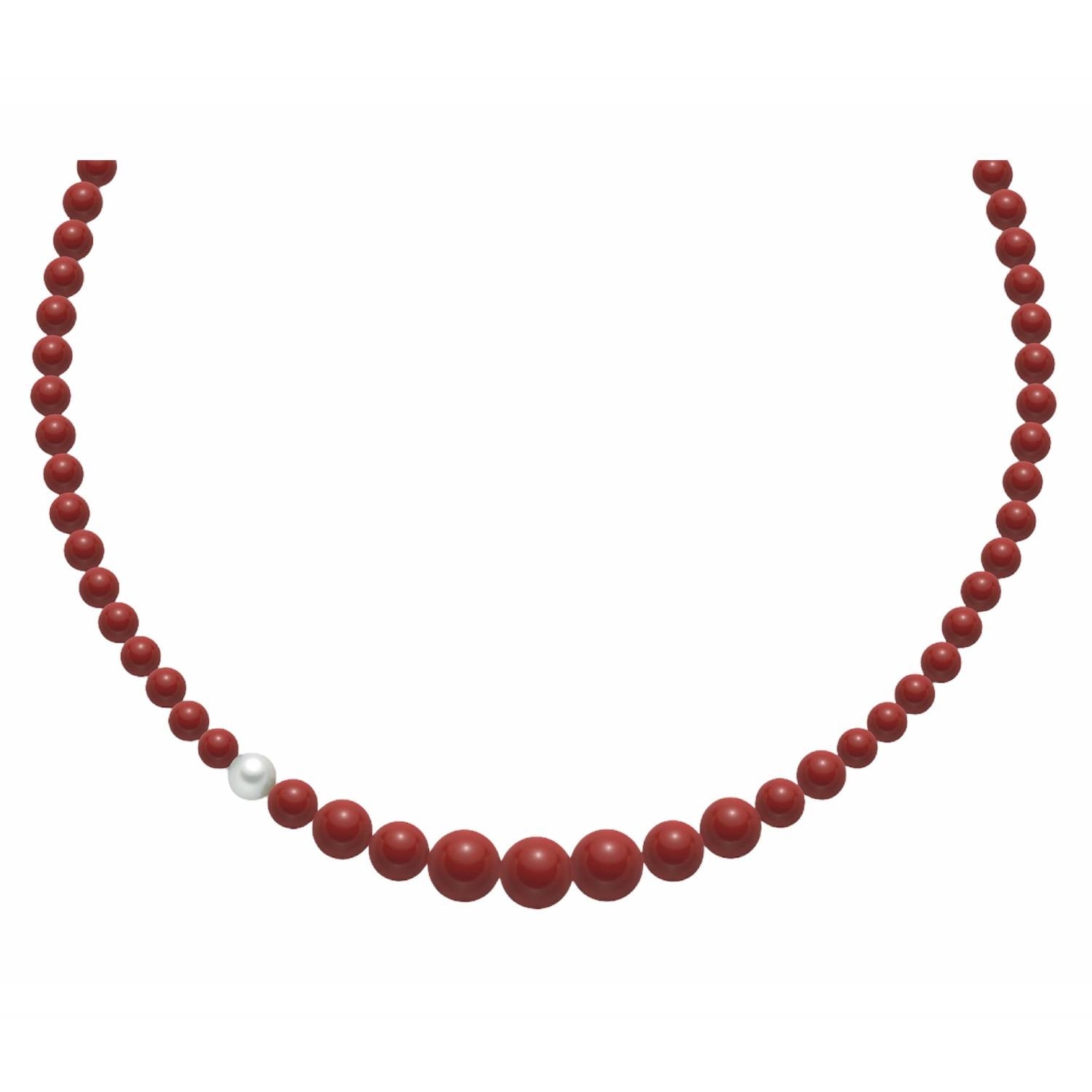 Collana Donna Miluna Argento 925 Perle Pasta Corallo Rosso Terra Mare PCL4655