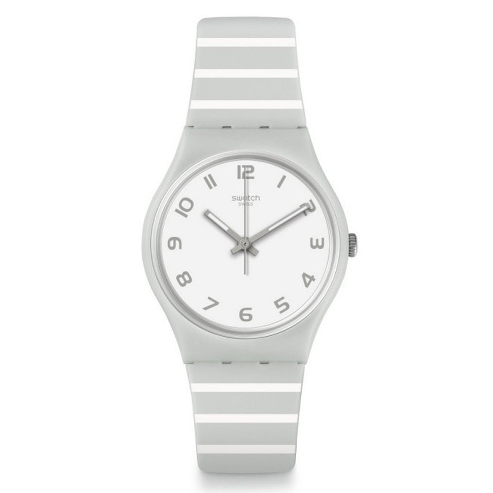 Orologio da donna solo tempo  riga bianco e grigio Swatch GM190