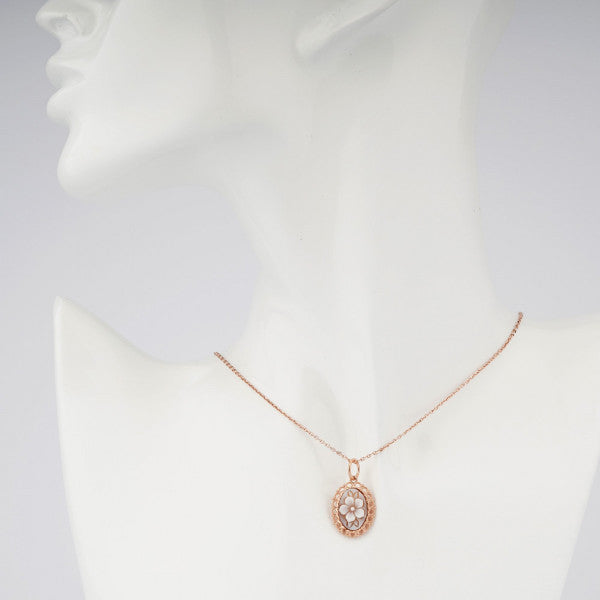 Ciondolo Donna Cameo Italiano Argento Dorato 925 Fiore P109S-G