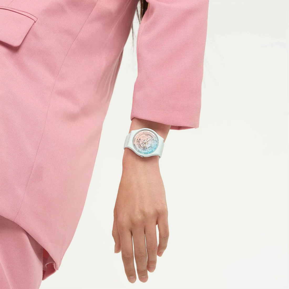 Orologio Unisex Swatch Fleetingly Iceblue Quarzo Solo Tempo Scheletrato SO32S101