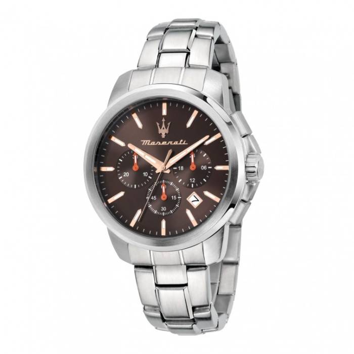 Orologio Uomo Maserati Successo Acciaio Quarzo Marrone Crono Data R8873621050
