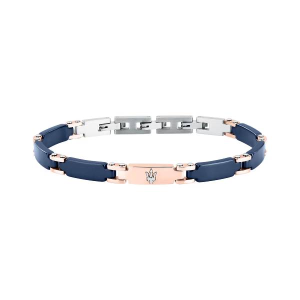 Bracciale Uomo Maserati Acciaio Rosato Ceramica Blu JM426ATZ99
