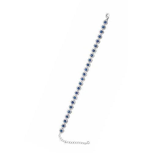 Bracciale Donna Ottaviani Tennis Morbido Zirconi Bianchi Blu Fiori 500765B