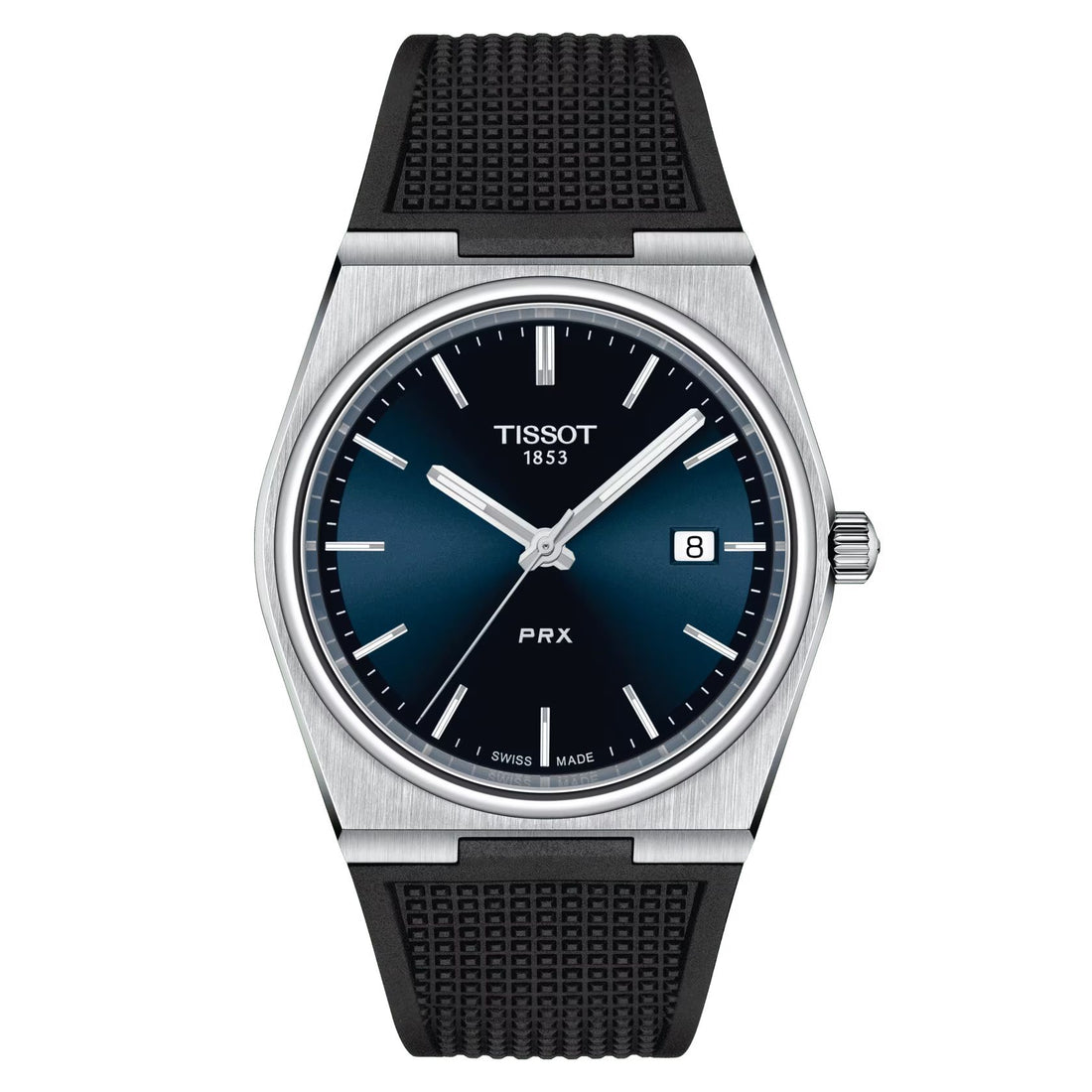 Orologio Uomo Tissot PRX Quarzo Solo Tempo Acciaio Gomma Data Blu T1374101704100