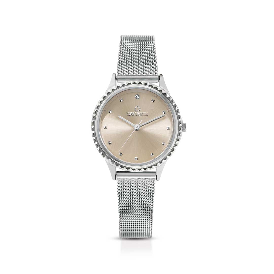 Orologio Donna Acciaio Dorato Ops Objects Quarzo Solo Tempo Cinturino Milano