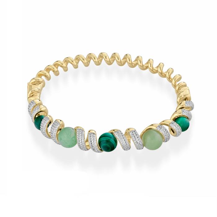Bracciale Donna Sogni Bronzo Rigido Vortice Malachite Agata Verde LBR001GMQ