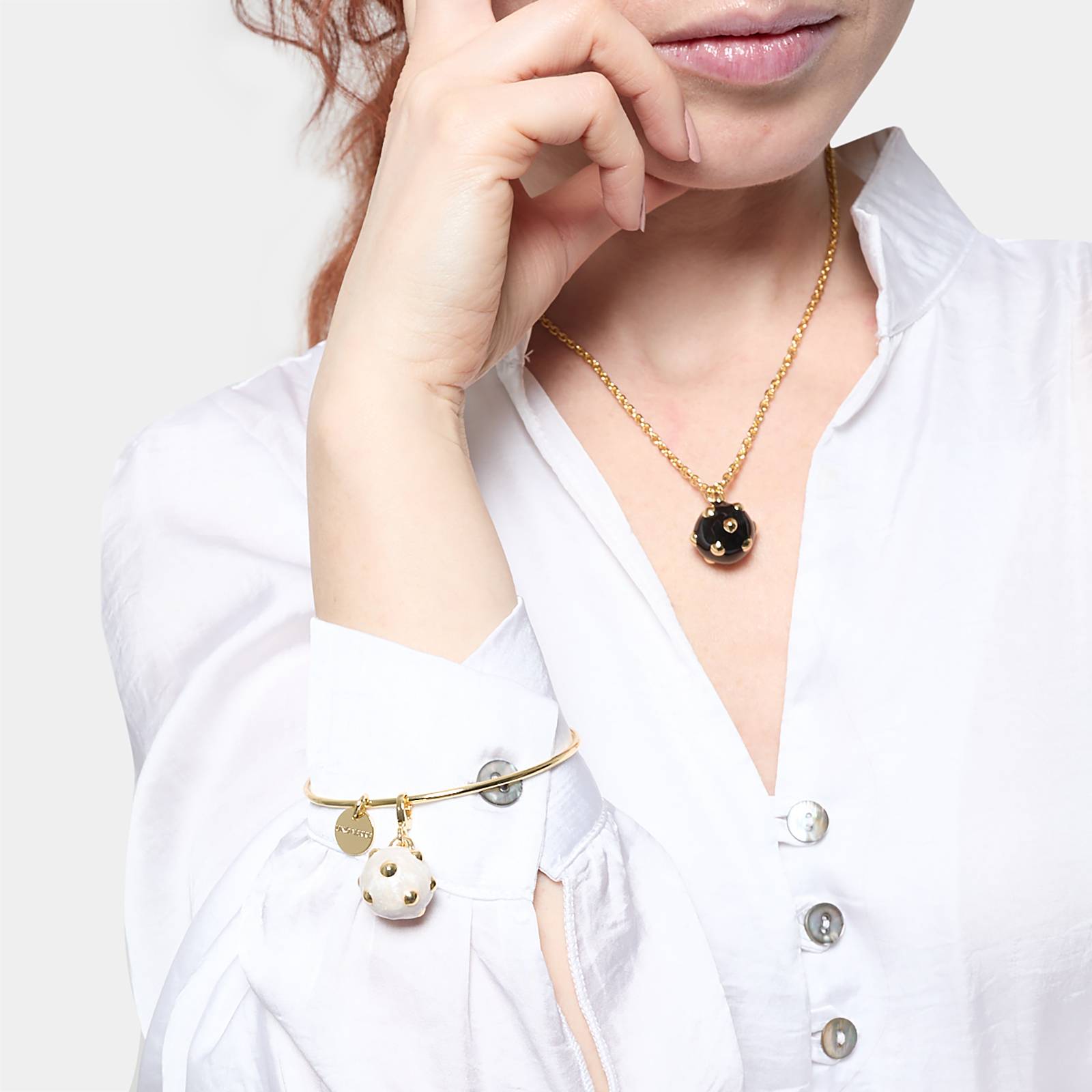 Ciondolo Donna Unoaerre Bronzo Dorato Mina Nero 573107