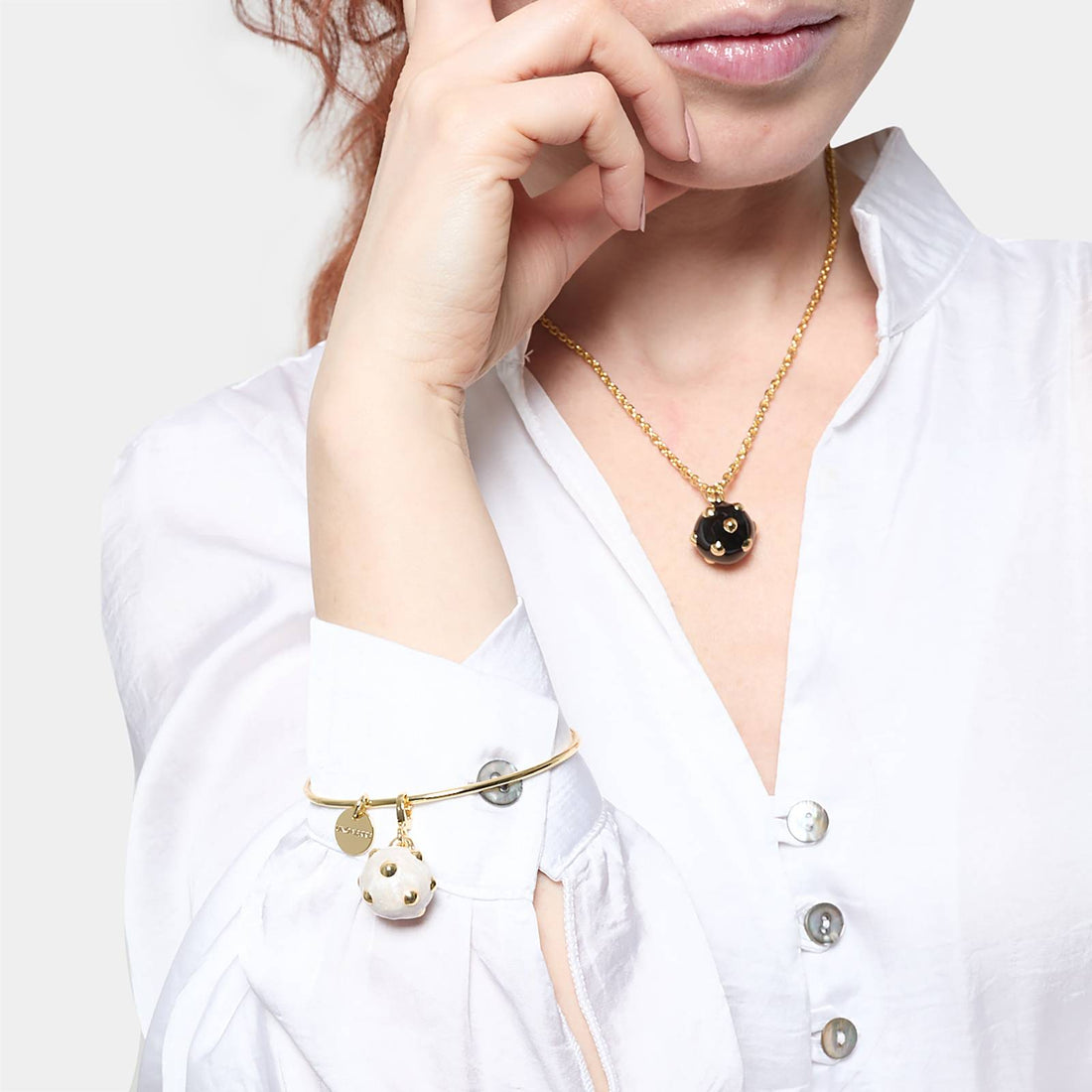 Ciondolo Donna Unoaerre Bronzo Dorato Mina Nero 573107