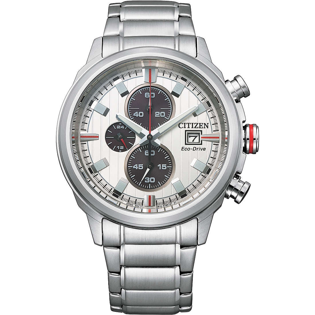 Orologio Uomo Acciaio Citizen Eco Drive Cronografo Sport Fondo Grigio CA0738-83A