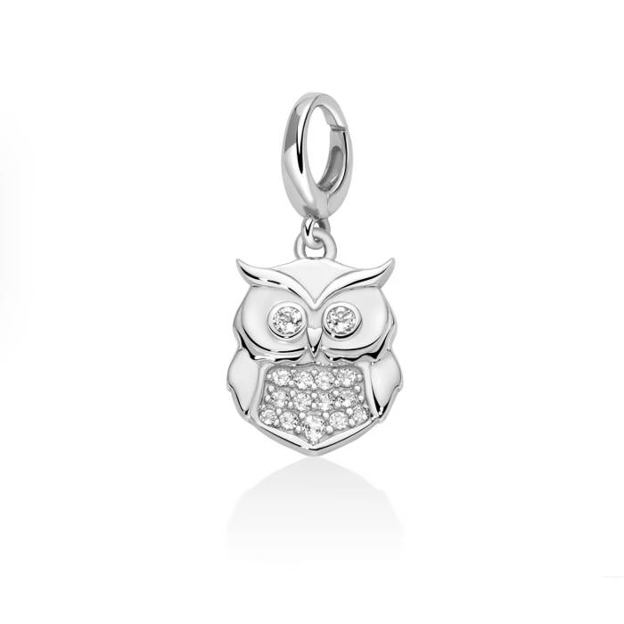 Charm Donna Miluna Pendente Argento Topazio Gufo PFD897