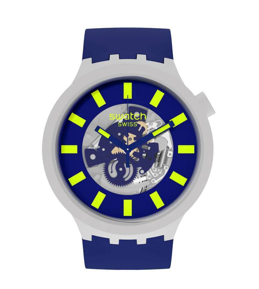 Orologio Uomo Swatch Bioceramic Big Bold Solo Tempo Blu SB03M103