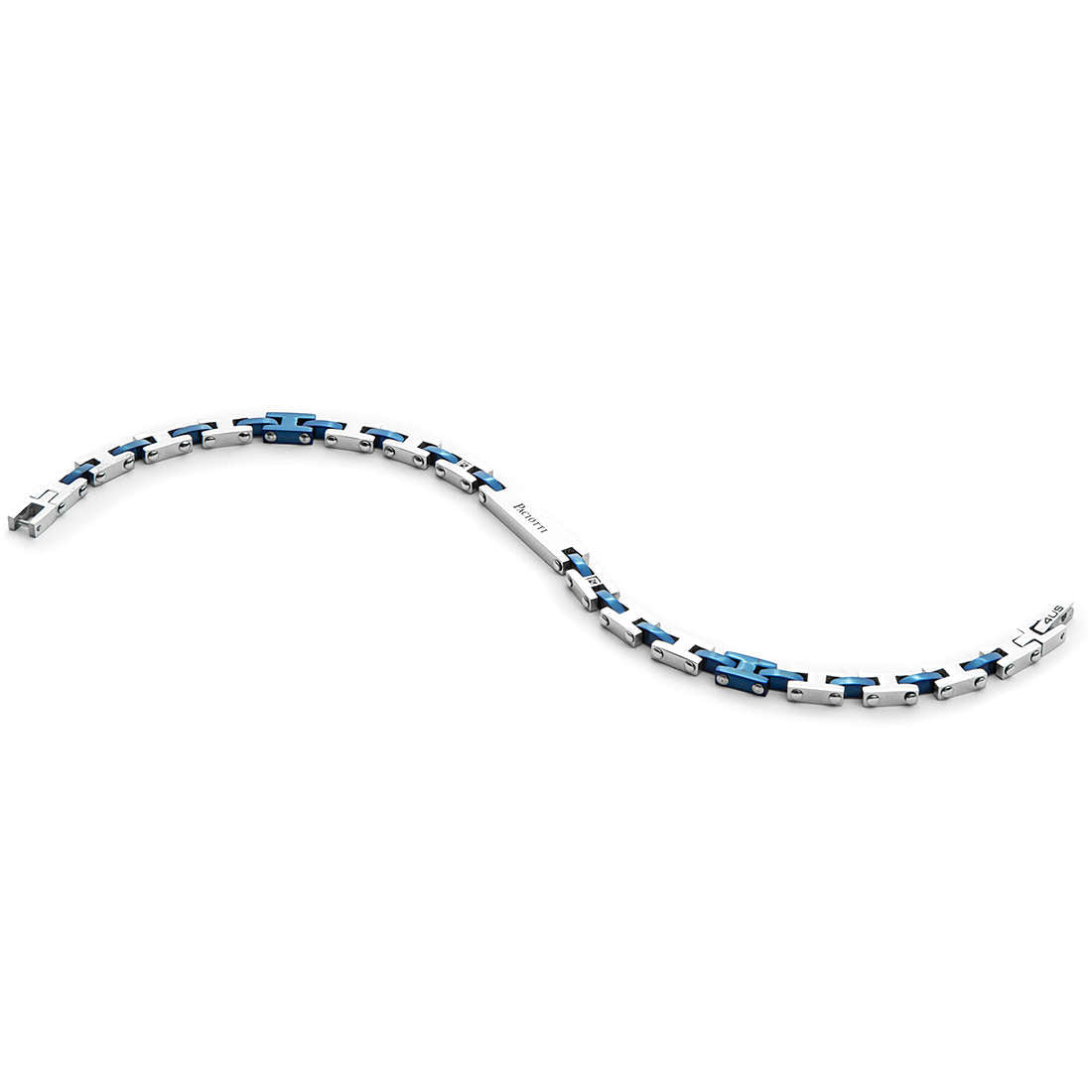 Bracciale Uomo 4US Cesare Paciotti Acciaio Targa Con Logo Zirconi Blu 4UBR3822