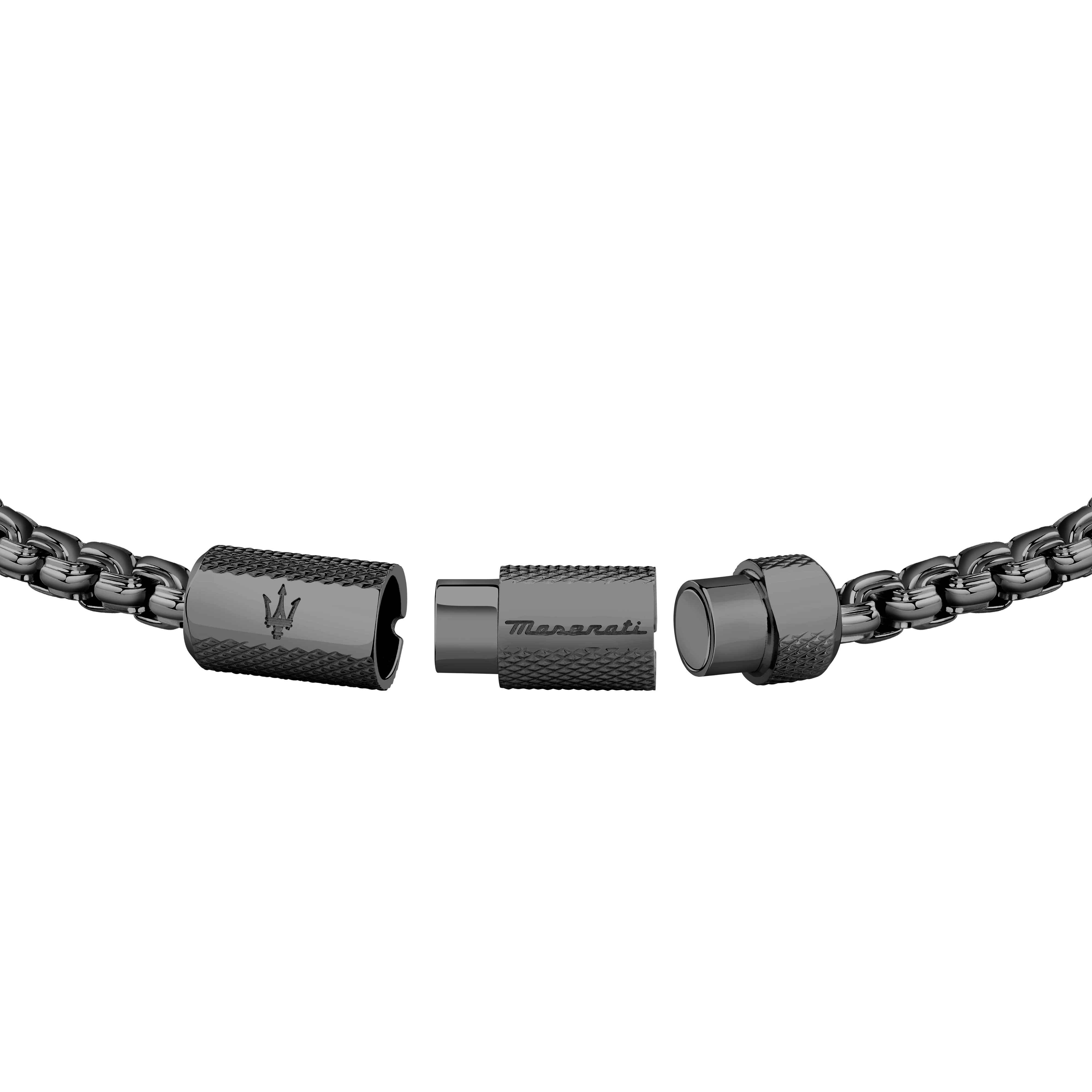 Bracciale Uomo Maserati Acciaio Nero Catena Logo Sfaccettato Calamita JM223ATK23