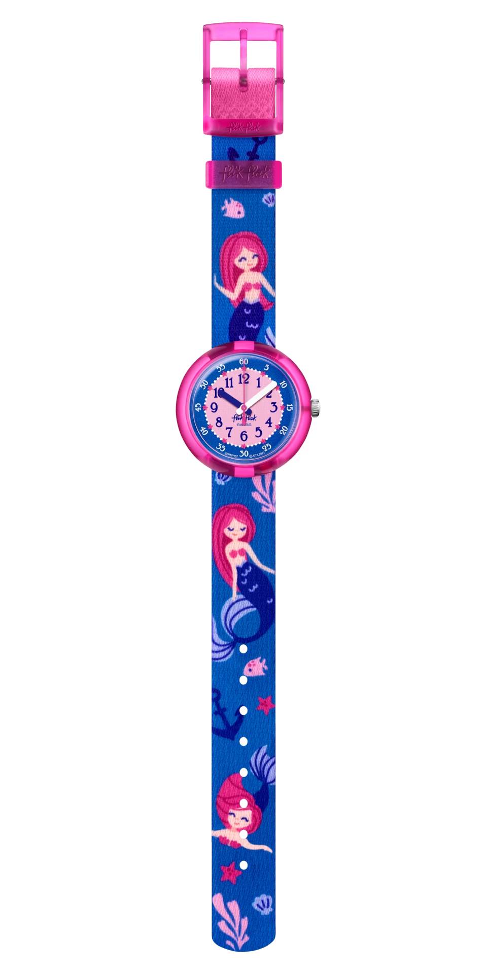 Orologio Bambina Swatch Flik Flak Seareni Quarzo Solo Tempo Sirena Rosa ZFPNP107